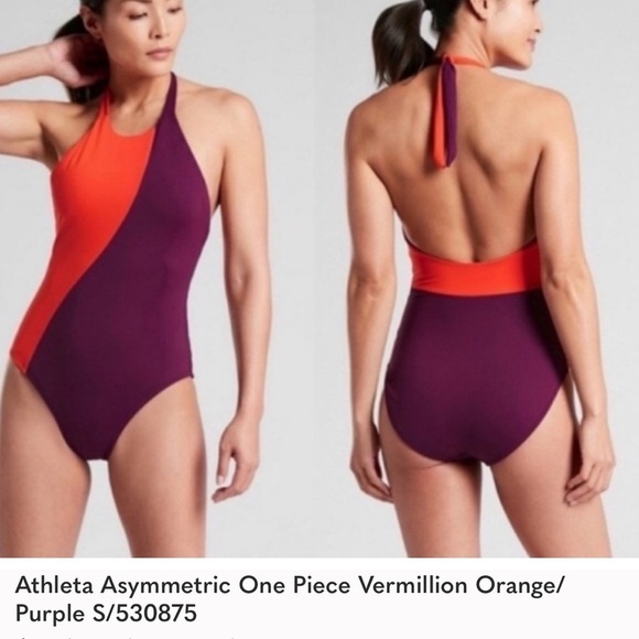 NEW Athleta Asym Colorblock One Piece Swimsuit 530875 Size Large - Picture 2 of 7